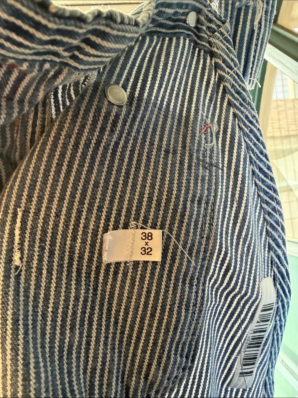 Dickies Blue and White Stripe Work Overalls - Picture 2 of 3